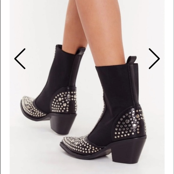 Nasty Gal Gold Studded Chelsea Boots 